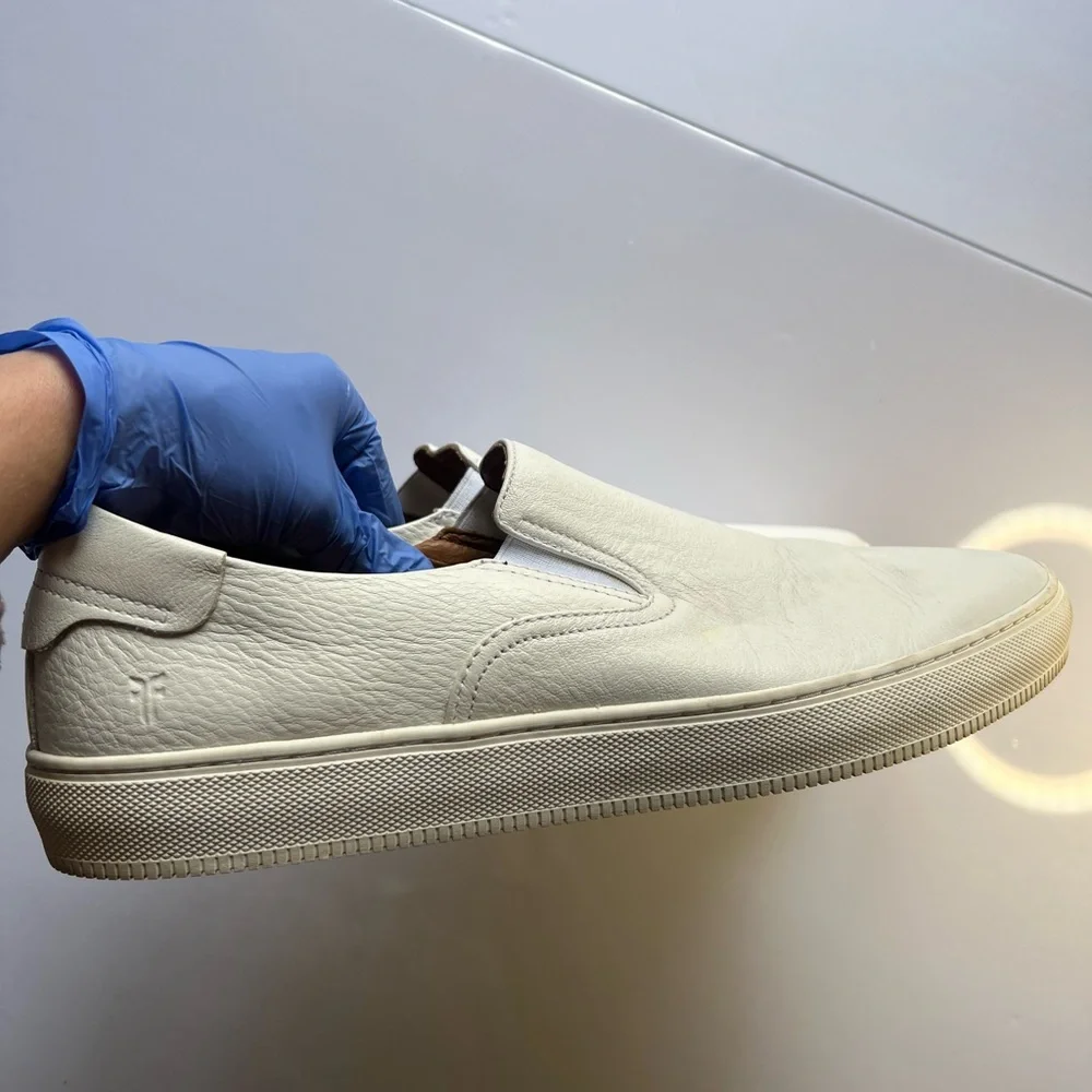 FRYE White Leather Slip-On Shoes‎